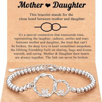 Tarsus Mothers Day Mother Daughter Gifts, Interlocking 2 Circles Bracelet, Mother Daughter Eternal Love Connected at Heart, Mom Gifts, Daughter...