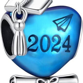 TCZNAF 2024 Graduation Cap Charms Owls Compatible for Bracelets Heart Graduation Beads Pendants Jewelry Gifts for Granddaughter