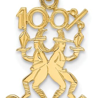 10K Yellow Gold 100% Gemini Zodiac Pendant Charm (19.7mm x 11.9mm)