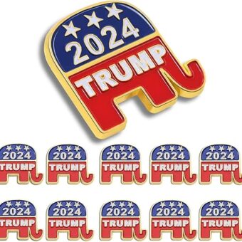 12/24/50/100Pcs GOP Elephant Donald Trump Enamel Pins Bluk -Show Your Support for Trump's 2024 Presidential Election