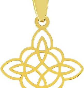 14k Yellow Gold Dainty Small Witch's Knot Cross Charm Wiccan Symbol Pendant