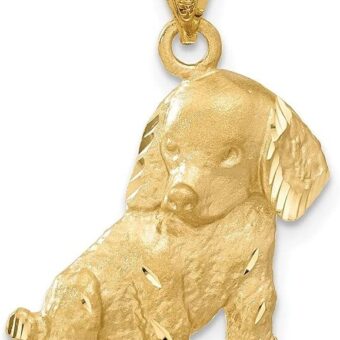 14K Yellow Gold Dog Pendant for Women (L- 26 mm, W- 18 mm)