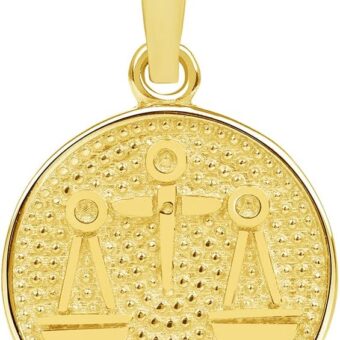 14k Yellow Gold Tiny Round Zodiac Sign Charm Horoscope Pendant