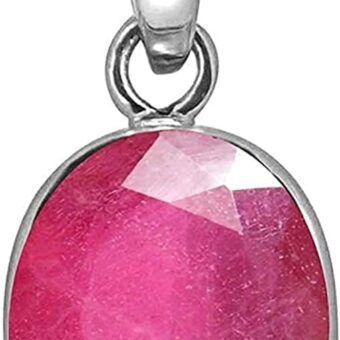 7.25 Ratti Deluxe Quality Natural Natural Ruby Manik Ashtadhatu Silver Plated Pendant/Locket