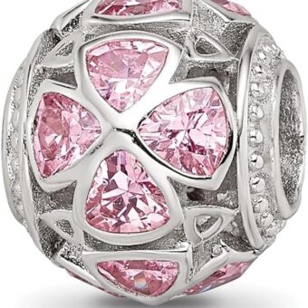 925 Sterling Silver Reflections Flowers with Pink Cubic Zirconia Bead Fine Jewelry For Women Gifts For Her