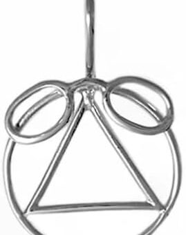 Alcoholics Anonymous Sterling Silver Pendant, AA Symbol with a "New Pair of Glasses", Medium Size