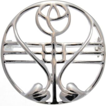 Alexander Castle 925 Sterling Silver Charles Rennie Mackintosh Brooch for Women - Silver Brooch Pin with Jewelry Gift Box - 28mm