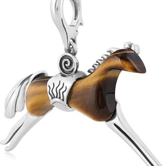 American West Jewelry Southwestern Genuine Gemstone Running Horse Pendant Enhancer with Sterling Silver Accents