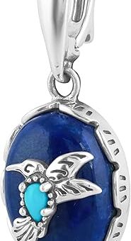 American West Jewelry Sterling Silver Women's Pendant Enhancer Choice of Gemstone Color Hummingbird