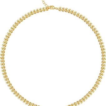 Aobei Pearl 18k Gold Paperclip Chain Choker Satellite Chain Lava Bead Pendant Necklace Dainty Jewelry for Women 16''