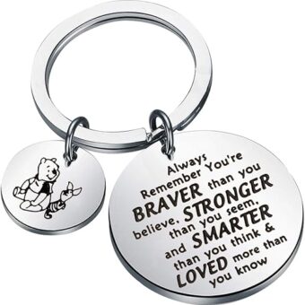 Bear Gifts Keychain Friend Inspirational Gift Friendship Keychain Birthday Gift You are Braver Stronger Smarter