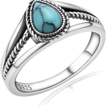 Boho Turquoise Ring for Women Sterling Silver Western Style Statement Ring Bohemian Jewelry Gifts