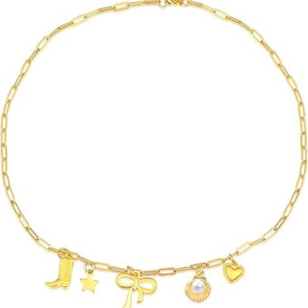 Bow Coastal Cowgirl Charm Necklace Dainty Gold Bow Choker Bowknot Chain Necklace Bow Jewelry Gift for Women Girls