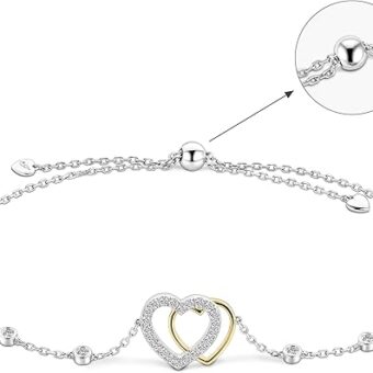 Bracelets for Women，Expandable Heart Bracelet or Anklet for Women，925 Sterling Silver 18K Gold Plated Jewelry Anniversary、Birthday Gifts for...