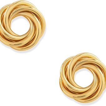 Chunky Gold Stud Earrings for Women 14K Gold Plated Statement Seasell/Vintage/Geometric/Trendy Earrings for Women Hypoallergenic Fashion Gold Jewelry