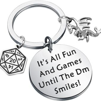 ENSIANTH Dungeon Master Keychain D20 Dice Keychain D&D Players Gift DND Inspired Gift DM RPG Gift Dragon Lover Gift