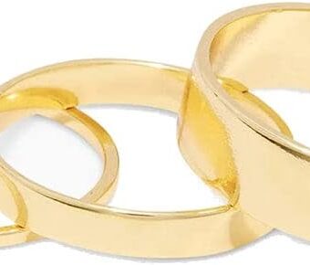 gorjana Women's Rose Ring Set, 18k Gold Plated, Set of 3 Flat High Shine Bands