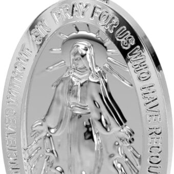 Ladies 32mm Polished 925 Sterling Silver Large Virgin Mary Pendant