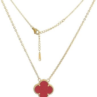 Lucky Clover Necklace Pendant for Women 18K Gold Plated Simple Dainty Trendy Womens Jewelry Gifts