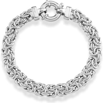 Miabella Italian 925 Sterling Silver 9mm Classic Byzantine Bracelet for Women, Handmade in Italy