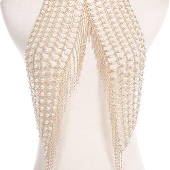 Party Body Chain Summer Fashion Sexy Hollow Body Chain Handmade Pearl Metal Chain Tassel Nightclub Body Chain Jewelry Accessories Body Jewelry