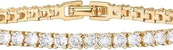 PAVOI 14K Gold Plated 3mm Cubic Zirconia Classic Tennis Bracelet | Gold Bracelets for Women | Size 6.5-7.5 Inch