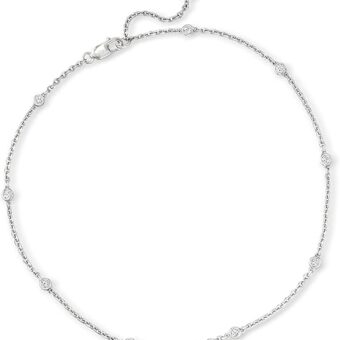 Ross-Simons 0.25 ct. t.w. Diamond Station Anklet in Sterling Silver. 9 inches