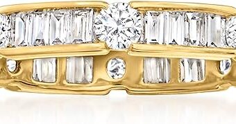 Ross-Simons 1.00 ct. t.w. Baguette and Round Diamond Eternity Band in 14kt Yellow Gold