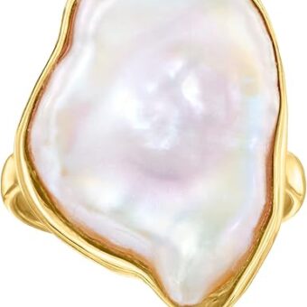 Ross-Simons 20x16mm Cultured Keshi Pearl Ring in 18kt Gold Over Sterling