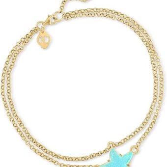 Ross-Simons Italian Tagliamonte Light Blue Venetian Glass Starfish Anklet in 18kt Gold Over Sterling. 9 inches