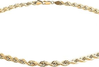 Savlano 14K Solid Gold Italian Chain Figaro, Rope, Mariner, Box, Cuban 14 Karat Anklet for Women Comes With Gift Box - Made in Italy