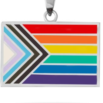 Solid 14k Gold Pride Flag Enamel Pendant