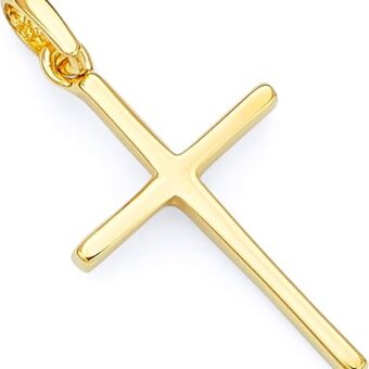 The World Jewelry Center 14k REAL Yellow Gold Cross Religious Charm Pendant - 2 Different Size Available