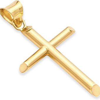 The World Jewelry Center 14k REAL Yellow Gold Religious Classic Cross Charm Pendant - 5 Different Size Available