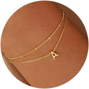 Turandoss Gold Initial Bracelets for Women, Dainty 18K Real Gold Plated Layered Letter A-Z Initial Bracelets Personalized 26 Alphabet Monogram Gold...