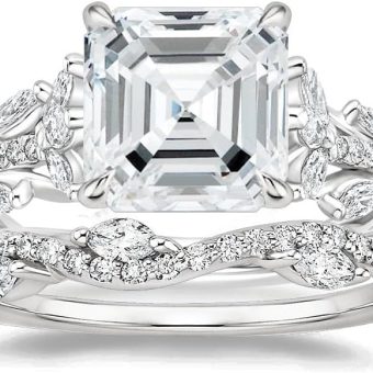 1 Ct Moissanite Engagement Rings Colorless VVS1 10K 14K 18K Solid Gold & 925 Sterling Silver Halo Ring Asscher Anniversary Ring, Handmade Ring,...