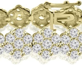 10.65 ct Ladies Round Cut Diamond Tennis Bracelet in (Color G Clarity SI-1) in 14 Kt Yellow Gold