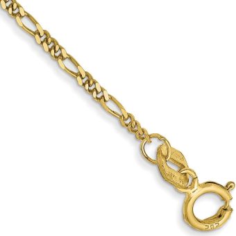 10k Gold 1.25mm Flat Figaro Chain Anklet Jewelry for Women - Length Options: 10 9