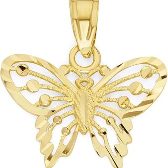 10k Solid Real Gold Butterfly Pendant Small Animal Charm Casual Everyday Wear Jewelry Charm