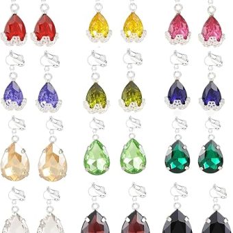 12 Pairs Leverback Drop Earrings for Women Charm Teardrop Crystal Drop Dangle Earrings Huggie Hoop Ear rings Jewelry Set Christmas Valentine's Day...