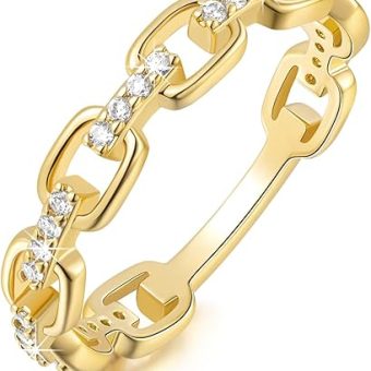 14K Gold Rings for Women Non Tarnish Gold Rings Cubic Zirconia Rings Stackable Rings for Women Gold (5 to 9)