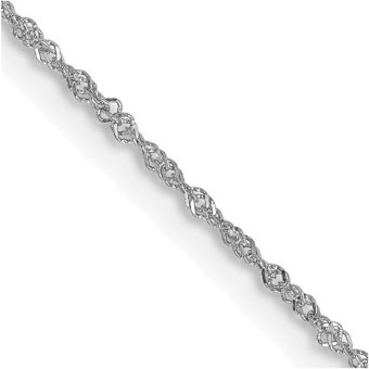 14k Gold Wg 1mm Singapore Chain Anklet Jewelry for Women - Length Options: 10 9