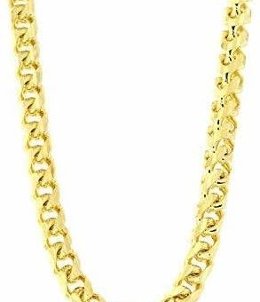 14K REAL Yellow Gold 5.00mm Shiny SOLID Diamond-Cut Round Franco Chain Necklace Or Bracelet for Pendants and Charms with Lobster-Claw Clasp (8.75"...