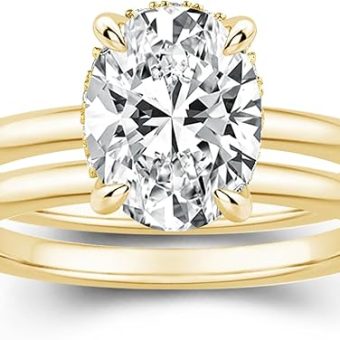 1.5/5.5ct Elongated Oval Cut Women's Engagement Ring,Simulated Diamond Promise Ring in Gold Plated 925 Sterling Silver