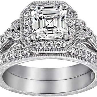 Amazon Essentials Platinum or Gold Plated Sterling Silver Infinite Elements Zirconia Antique Ring Set , (previously Amazon Collection)