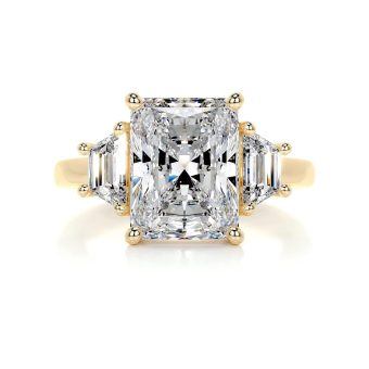 5.5 TCW Radiant Cut Moissanite Ring Three Stone Engagement Wedding Rings for Women Diamond Silver 10K 14K 18K Solid Gold Anniversary Promise Gift for Her (10K Solid Yellow Gold)