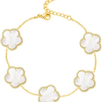 18K Gold Plated Clover Bracelet |Adjustable Bracelets| Lucky Flower Cute Link Bracelets Jewelry Gifts for Women