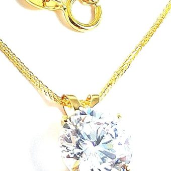 18k SOLID Gold LUXURY WOMENS DAY gift for her 8mm Diamond Necklace Pendant 1.5 carat SOLITAIRE DIAMOND Floating Diamond Necklace Yellow gold...