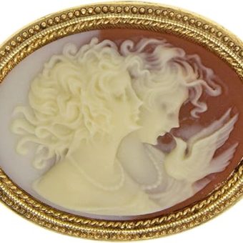 1928 Jewelry Twin Muse And Bird Cameo Pin