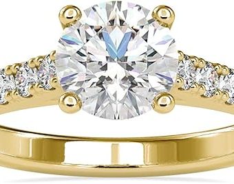 1ct 6.5mm 10K 14K 18K Gold Moissanite Engagement Wedding Ring for Women Classic 4-Prong Simulated Diamond Promise Bridal Ring Size 4-12